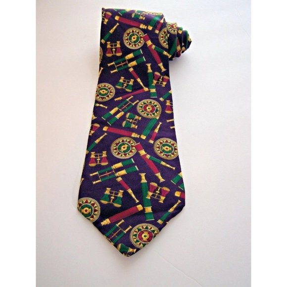Tommy Hilfiger Mens Tie Telescopes Binoculars Medallion Necktie USA Made Vintage - Picture 6 of 7